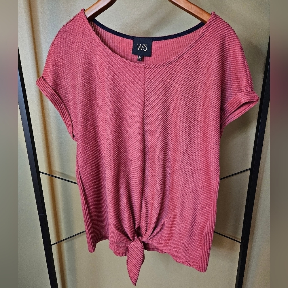 Anthropologie W5 Ribbed Short Sleeve Shirt Size L